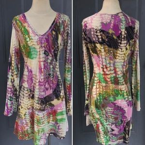 Bohemian tie dye paisley print artsy dress tunic
